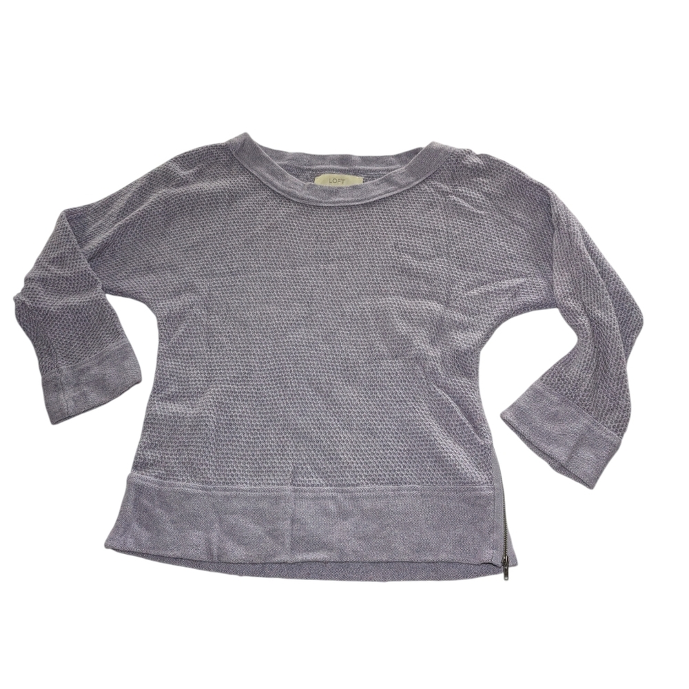 ANN TAYLOR LOFT Sz M Dusty Purple Waffle Knit Wool Angora Blend Pullover Sweater